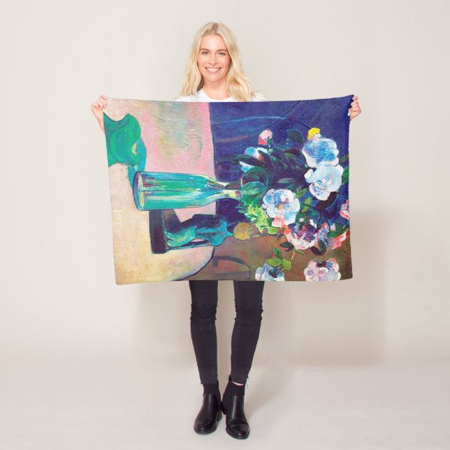 Couverture Polaire Rose et Statuette, Gauguin (En situation)