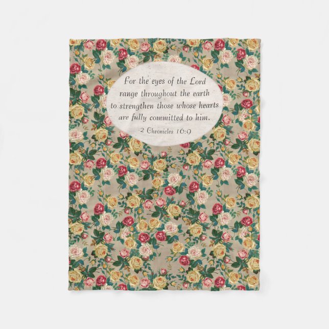 Couverture Polaire Rose floral Bible Verse Écriture Femme chrétienne (Devant)