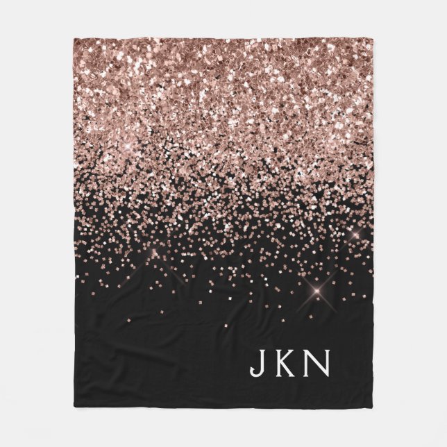 Couverture Polaire Rose Gold Blush Pink Black Parties scintillant Mon (Devant)