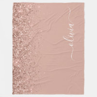 Rose Gold Blush Rose Pailleté Monogramme Féminin
