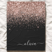 Rose Gold Blush Rose Pailleté Monogramme Féminin