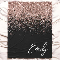 Rose Gold Noir Féminin Blush Rose Paillettes Monog