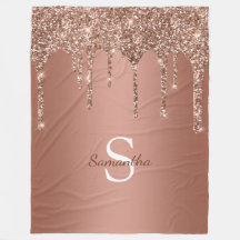 Rose Gold Paillettes Étincelle Goutte Monogramme N