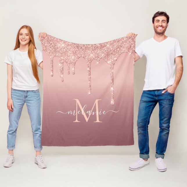 Couverture Polaire Rose Gold Parties scintillant Votre Lettre Nom Fle (En situation)