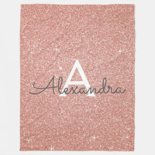 Couverture Polaire Rose Gold Sparkle Parties scintillant Monogramme N