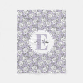 Couverture Polaire Rose Jardin Monogramme Lavande
