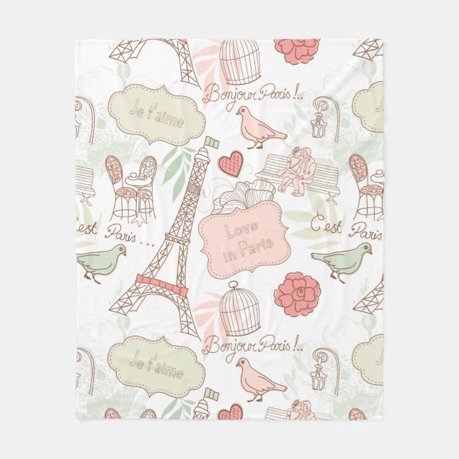 Couverture Polaire Rose lunatique de Tour Eiffel de Paris (Devant)