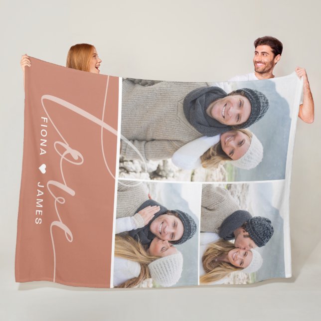 Couverture Polaire Rose moderne Dusty Photos Amour Personnalisé (En situation)