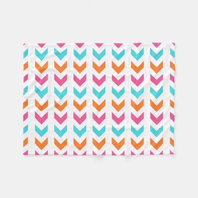 Couverture Polaire Rose moderne, orange, motif géométrique de flèche (Devant (Horizontal))