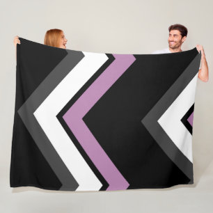 Couverture Polaire Rose, noir, gris et blanc Chevron