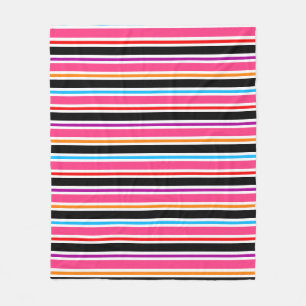 Couverture Polaire Rose Noir Multicolore Couleurs Rayures
