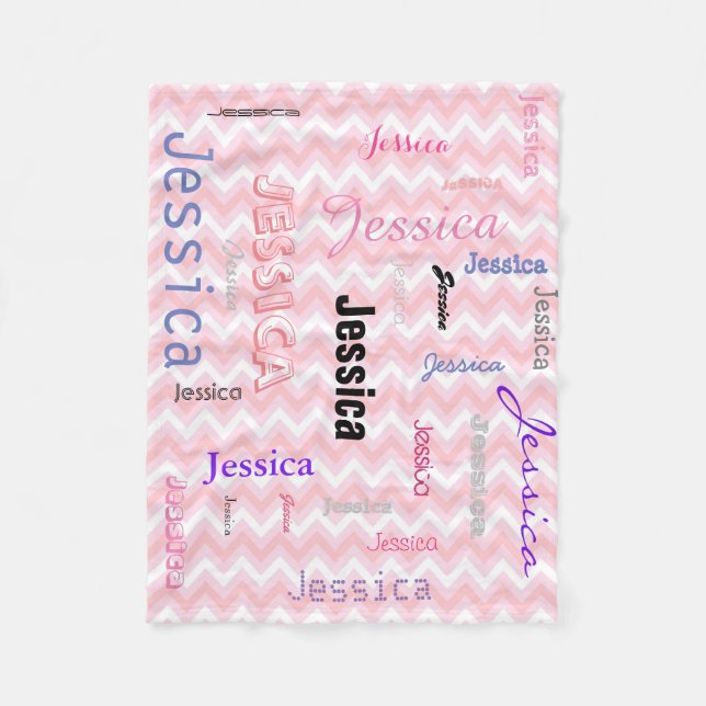 Couverture Polaire Rose nommé personnalisé Chevron de typographie (Devant)