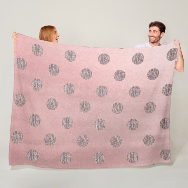 Couverture Polaire Rose or rose brillant glam Pois moderne chic (En situation)