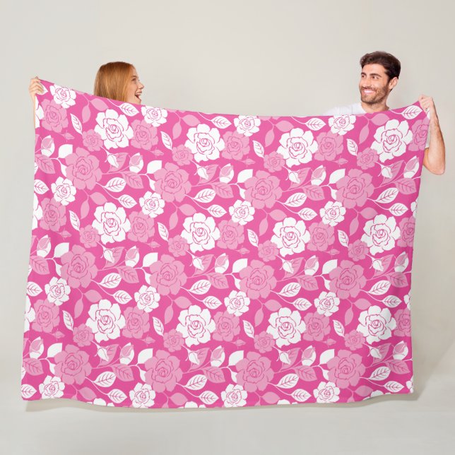 COUVERTURE POLAIRE ROSE PATTERN (PINK) (En situation)