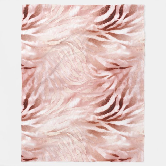 Couverture Polaire Rose rose blanc Zebra Animal (Devant)