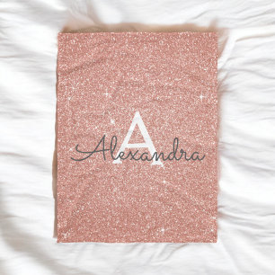 Couverture Polaire Rose Rose Gold Sparkhe Parties scintillant Nom du 