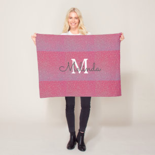 Couverture Polaire Rose Rose Or Ombre Girl Monogramme Nom initial