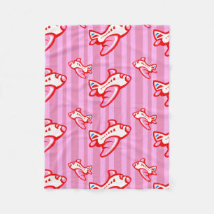 Couverture Polaire Rose rouge de l'avion de jouet de bande dessiné