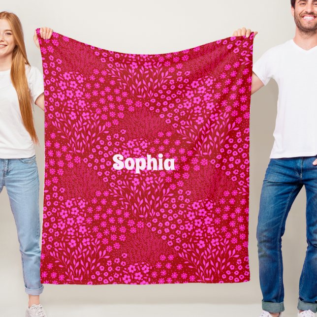 Couverture polaire rose vif à motif floral pour fi (Créateur téléchargé)