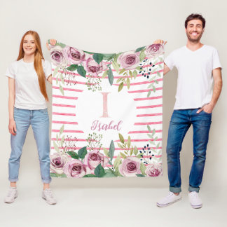 Couverture Polaire Roses aquarelle