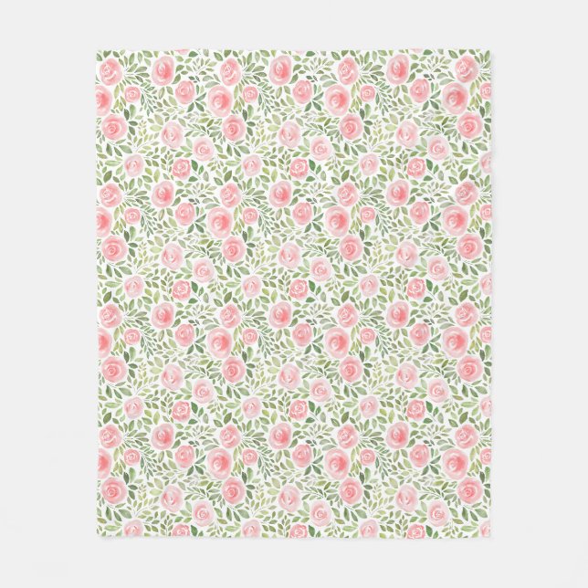 Couverture Polaire Roses aquarelles peintes à la main (Devant)