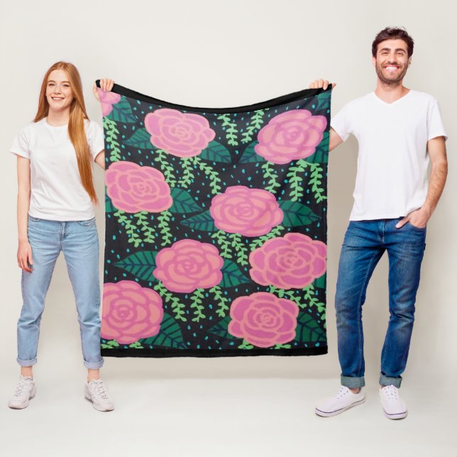 Couverture Polaire Roses de choux roses (En situation)