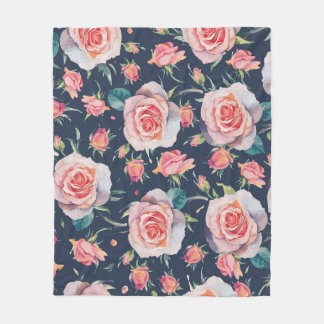 Couverture Polaire Roses et Rosebuds : Floral Seamless.