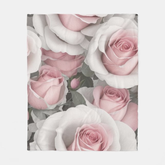 Couverture Polaire Roses roses et blanches (Devant)