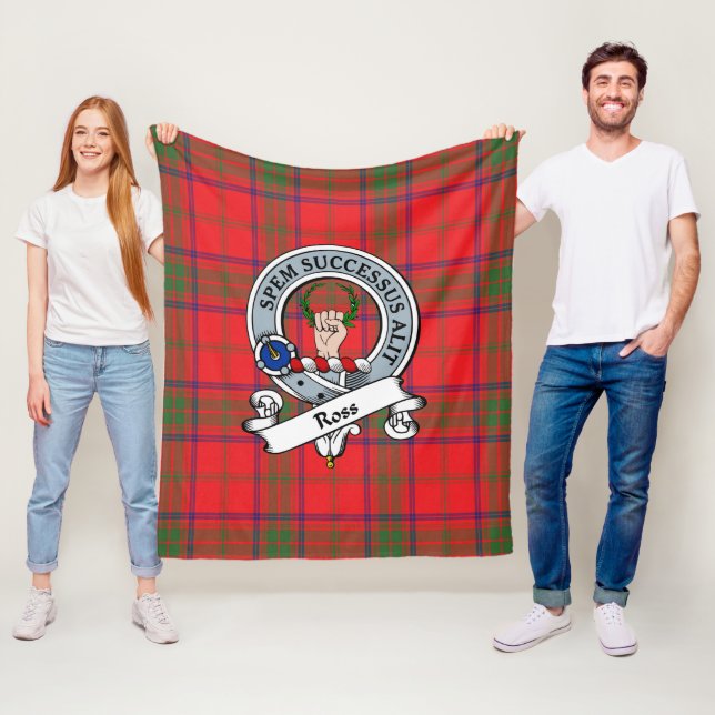 Couverture Polaire Ross Moderne Clan Badge Tartan Plaid (En situation)
