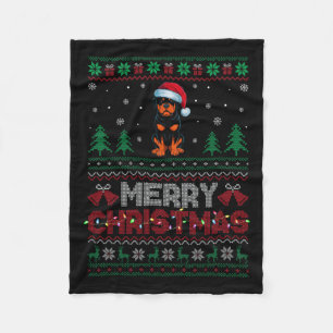 Couverture Polaire Rottweiler Amoureux de les chiens Santa Hat Christ