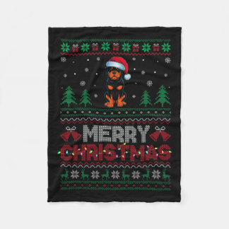 Couverture Polaire Rottweiler Amoureux de les chiens Santa Hat Christ