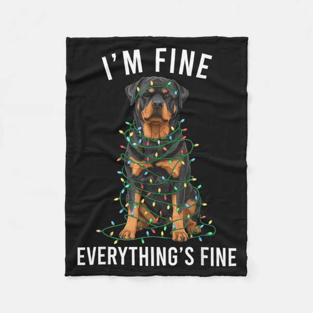 Couverture Polaire Rottweiler Christmas I'm Fine Everything Is Fine  (Devant)