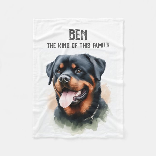 Couverture Polaire Rottweiler - LE ROI DE CETTE FAMILLE (Devant)