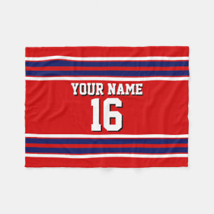 Couverture Polaire Rouge avec Marine White Stripes Team Jersey