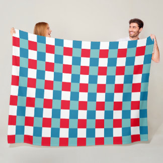 Couverture Polaire Rouge Blanc Bleu Tartan Carreaux Rétro 4 Juillet