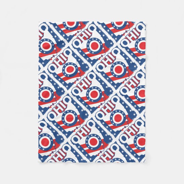 Couverture Polaire Rouge blanc et bleu Patriotique Grunge Ohio (Devant)