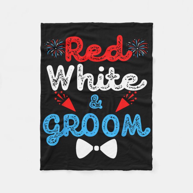 Couverture Polaire Rouge Blanc Et Groom Fête De Mariage Drôle 4 Juil (Devant)