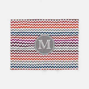 Couverture Polaire Rouge blanc gris Chevron Zigzag Monogramme