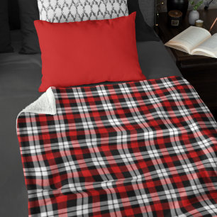 Couverture Polaire Rouge Blanc Noir Buffalo Check Plaid Motif