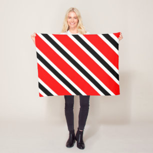 Couverture Polaire Rouge Blanc Rayures Noires