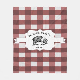 Couverture Polaire Rouge Buffalo Plaid Farm Pig Fleece Blanche