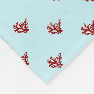 Couverture Polaire Rouge Coral bleu clair polaire