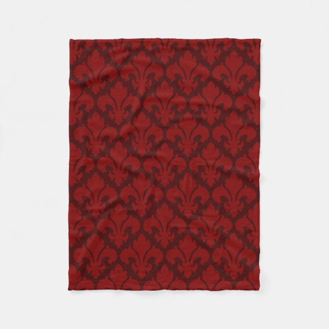 Couverture Polaire rouge de motif carrelé parDe-lys (Devant)