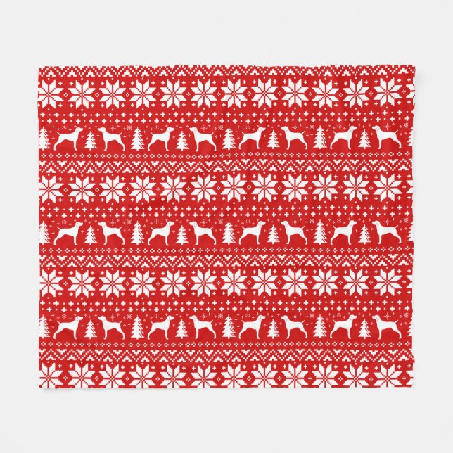 Couverture Polaire Rouge de motif de Noël de silhouettes de (Devant (Horizontal))