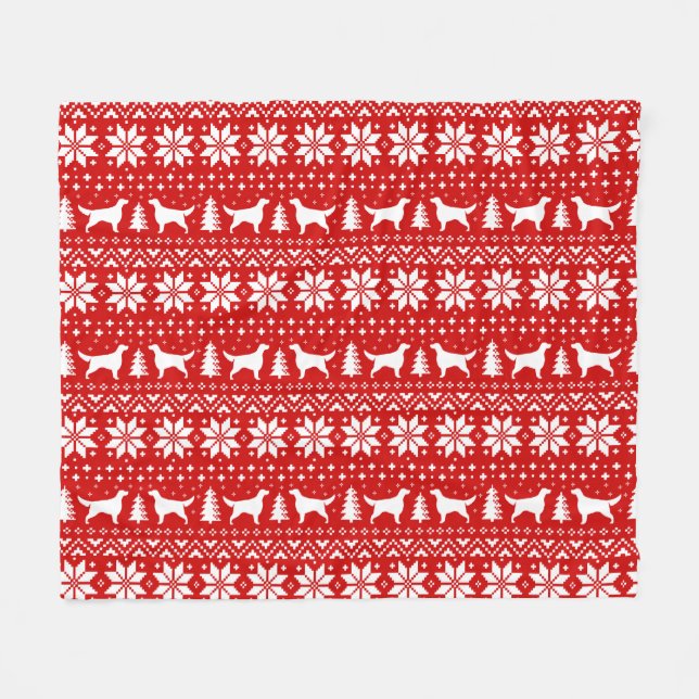 Couverture Polaire Rouge de motif de Noël de silhouettes de poseur (Devant (Horizontal))