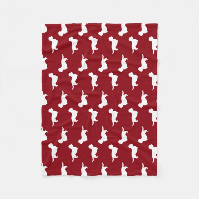 Couverture Polaire Rouge de motif de silhouettes de Dandie Dinmont (Devant)