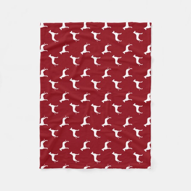 Couverture Polaire Rouge de motif de silhouettes de great dane (Devant)