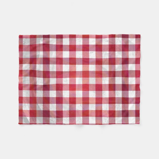 Couverture Polaire Rouge et blanc de plaid de Buffalo (Devant (Horizontal))