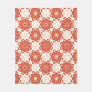 Couverture Polaire Rouge et motif floral de dentelle d'or