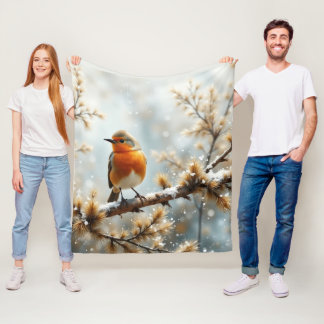Couverture Polaire Rouge-gorge dans la neige